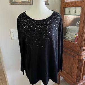 Beautiful NEW Vila Milano black sweater with crystal trim